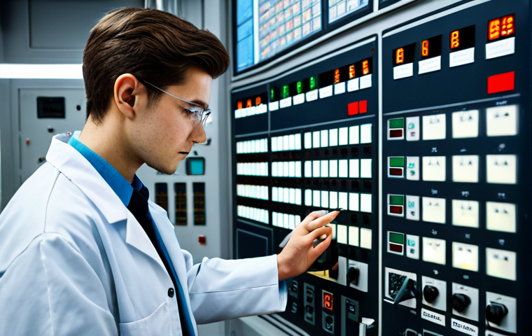 **
"A young nuclear engineer in a fully clothed, professional lab coat, standing confidently in front of a nuclear reactor control panel, hands on controls, focused on readings, safe for work, appropriate content, perfect anatomy, well-formed hands, professional environment."
**