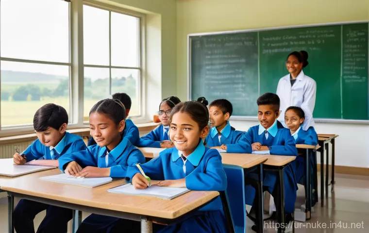 원자력 발전소의 사회적 책임 사례 - **"A vibrant, modern educational center in a thriving community, reflecting the positive impact of a...