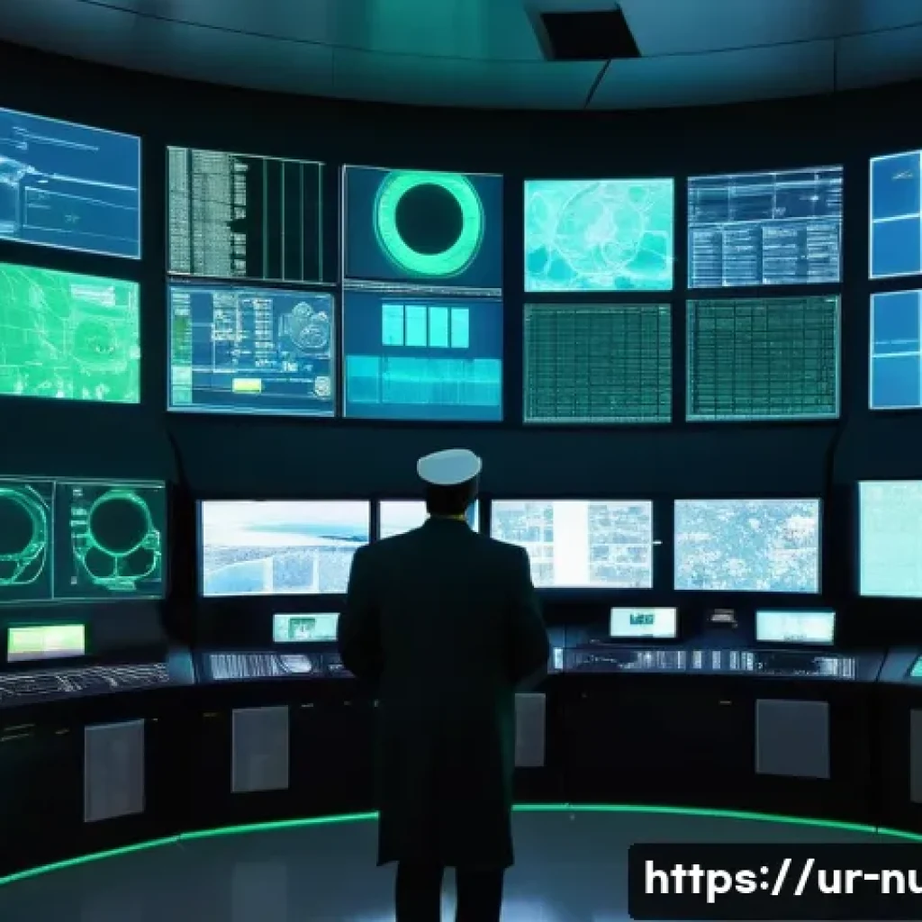 원자력 발전소 유지보수 기술 - A highly detailed futuristic nuclear power plant control room in Pakistan, featuring advanced AI-dri...