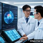 원자력 엔지니어 협동 프로젝트 사례 - A diverse international team of nuclear engineers collaborating inside a modern high-tech control ro...
