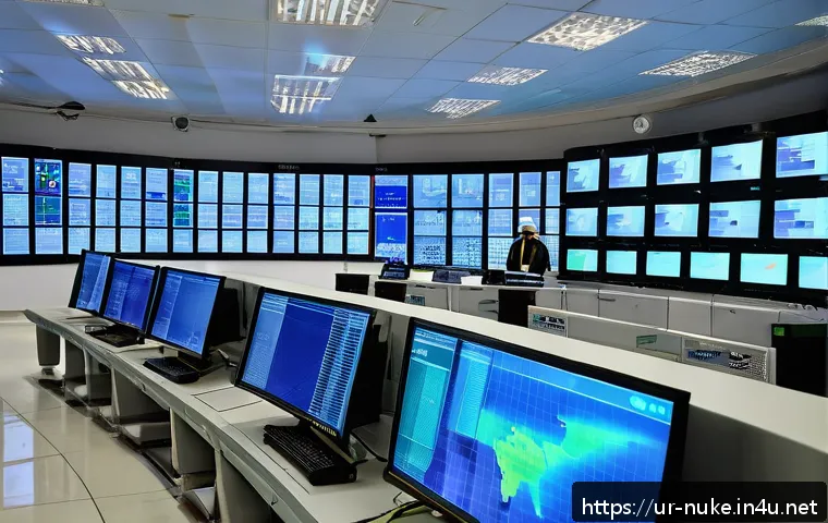 원자력 발전소 실시간 데이터 모니터링 - A highly detailed interior scene of a modern nuclear power plant control room in Pakistan, featuring...
